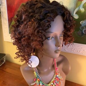 Brown curly Afro synthetic wig. NWT.
